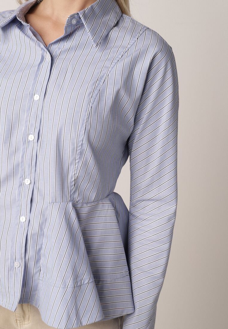 Niebieska Koszula z Bawełną w Paseczki z Rozkloszowanym Dołem Meridianes 5