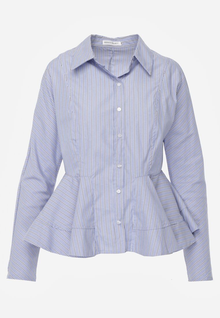 Niebieska Koszula z Bawełną w Paseczki z Rozkloszowanym Dołem Meridianes 6