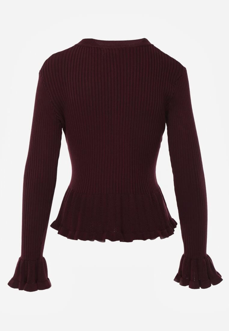 Fioletowy Elegancki Kardigan z Wiskozy z Falbankami i Guzikami z Cyrkoniami Orsea 7