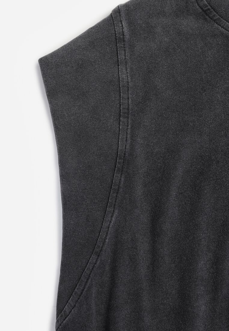 Czarny Bawełniany Top z Efektem Sprania Belatia 8