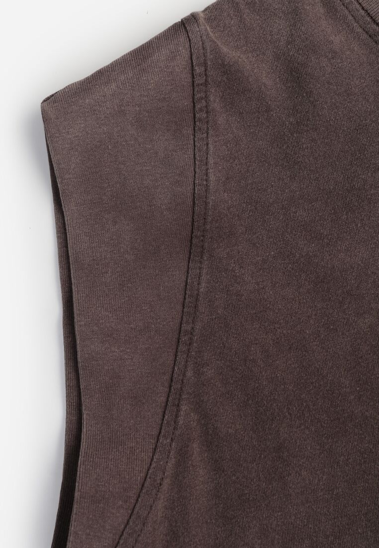 Brązowy Bawełniany Top z Efektem Sprania Belatia 8