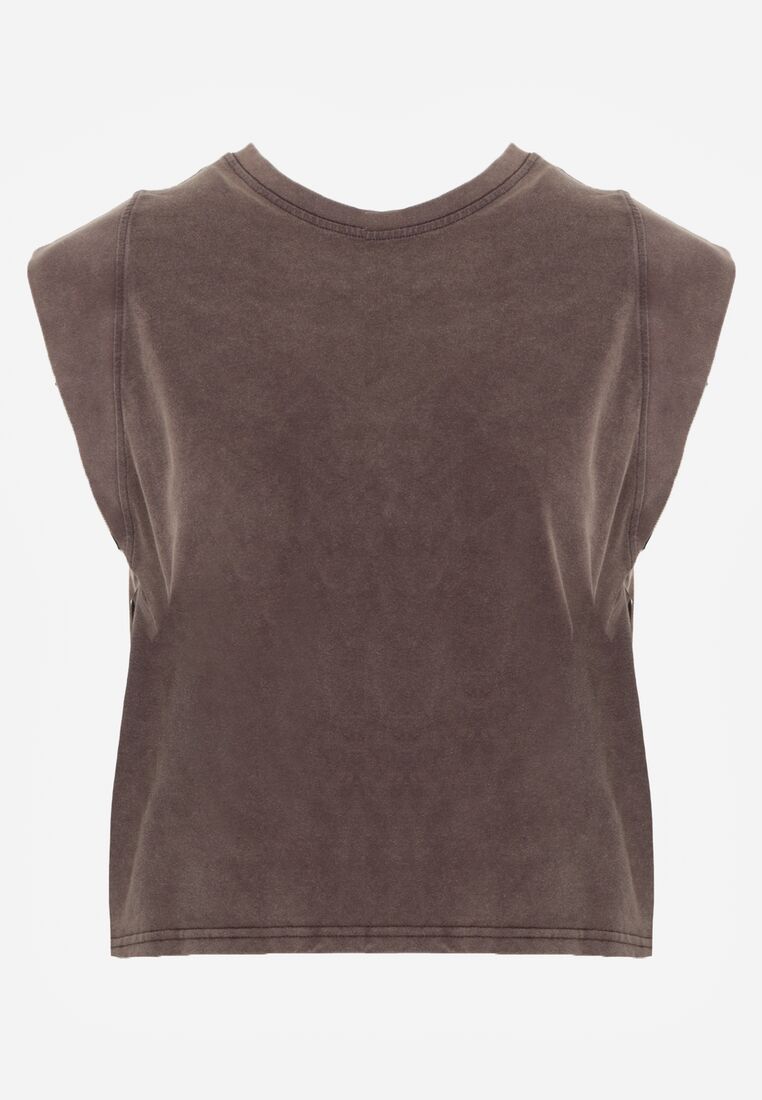 Brązowy Bawełniany Top z Efektem Sprania Belatia 6