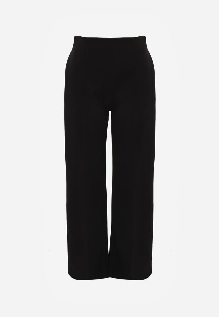 Czarne Eleganckie Spodnie z Bawełny i Wiskozy w Kant Valelia 6