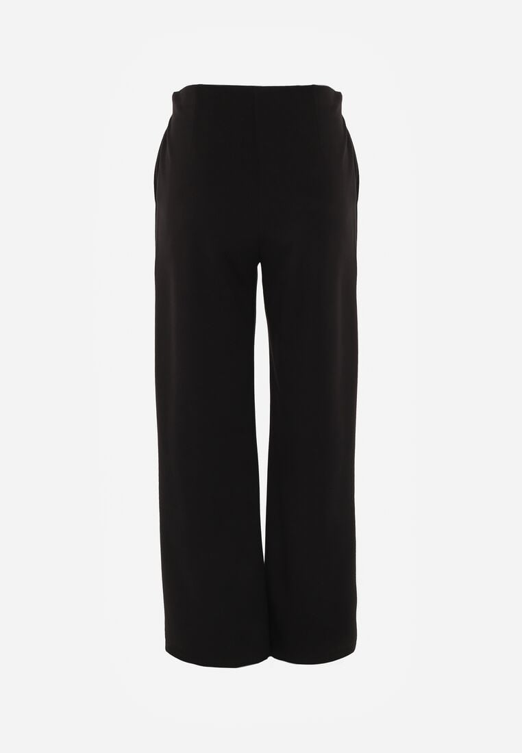 Czarne Eleganckie Spodnie z Bawełny i Wiskozy w Kant Valelia 7