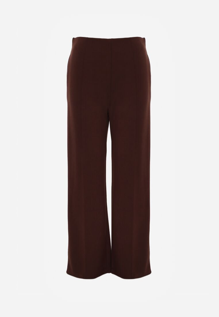 Brązowe Eleganckie Spodnie z Bawełny i Wiskozy w Kant Valelia 6