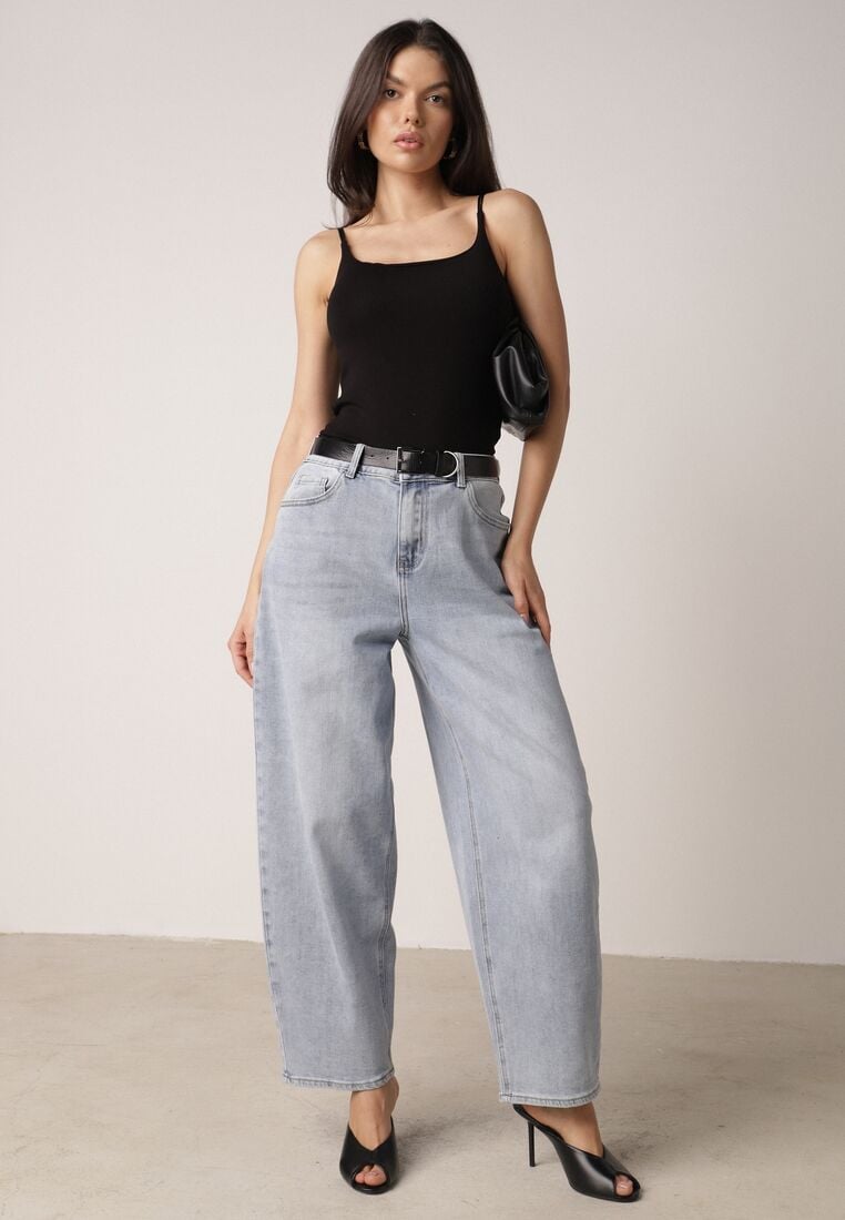 Czarny Wiskozowy Top z Podwójnymi Ramiączkami Hendrea 2