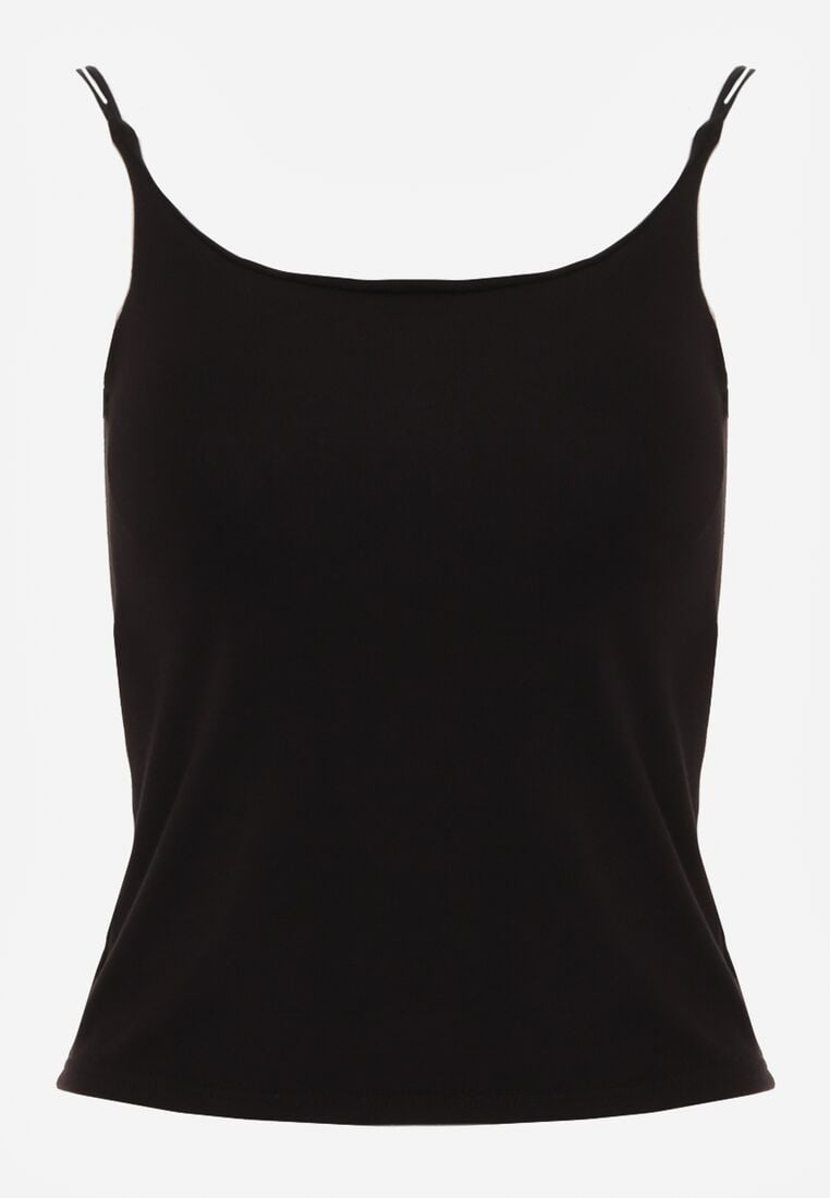 Czarny Wiskozowy Top z Podwójnymi Ramiączkami Hendrea 6