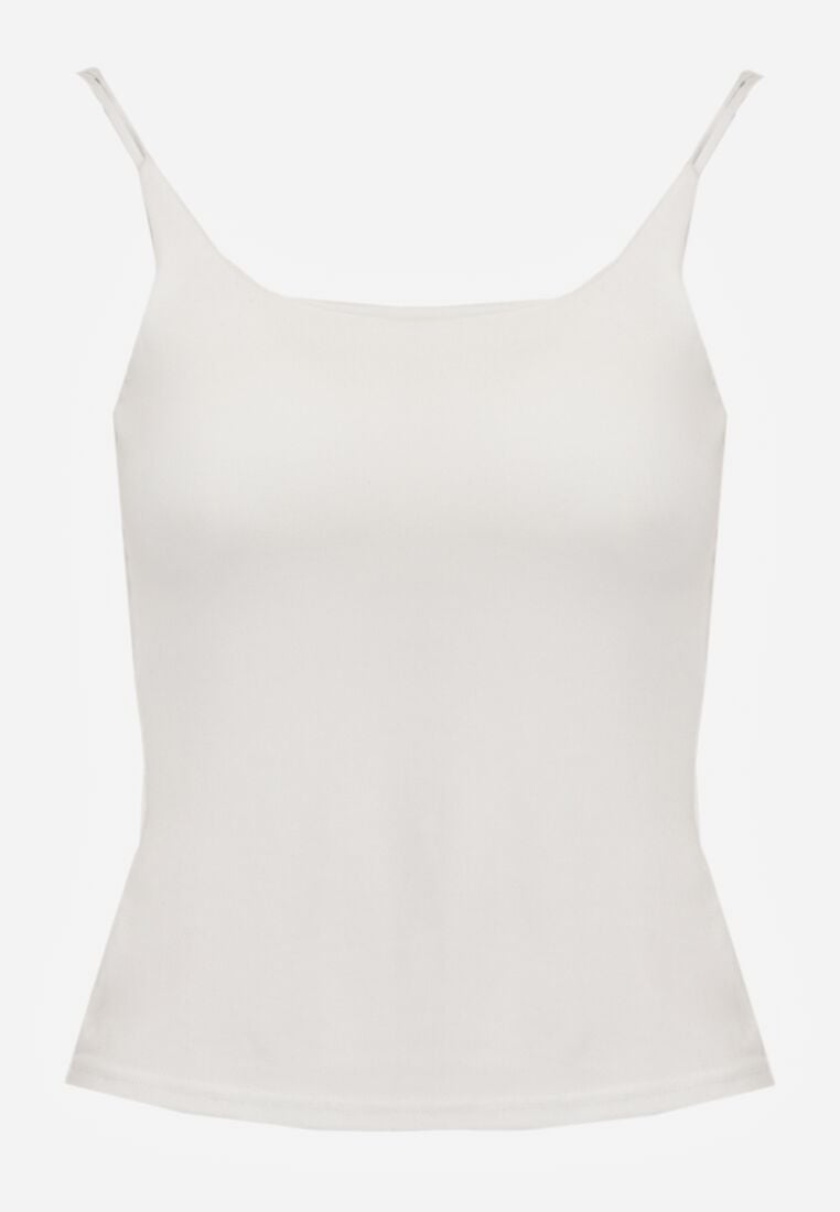 Biały Wiskozowy Top z Podwójnymi Ramiączkami Hendrea 6