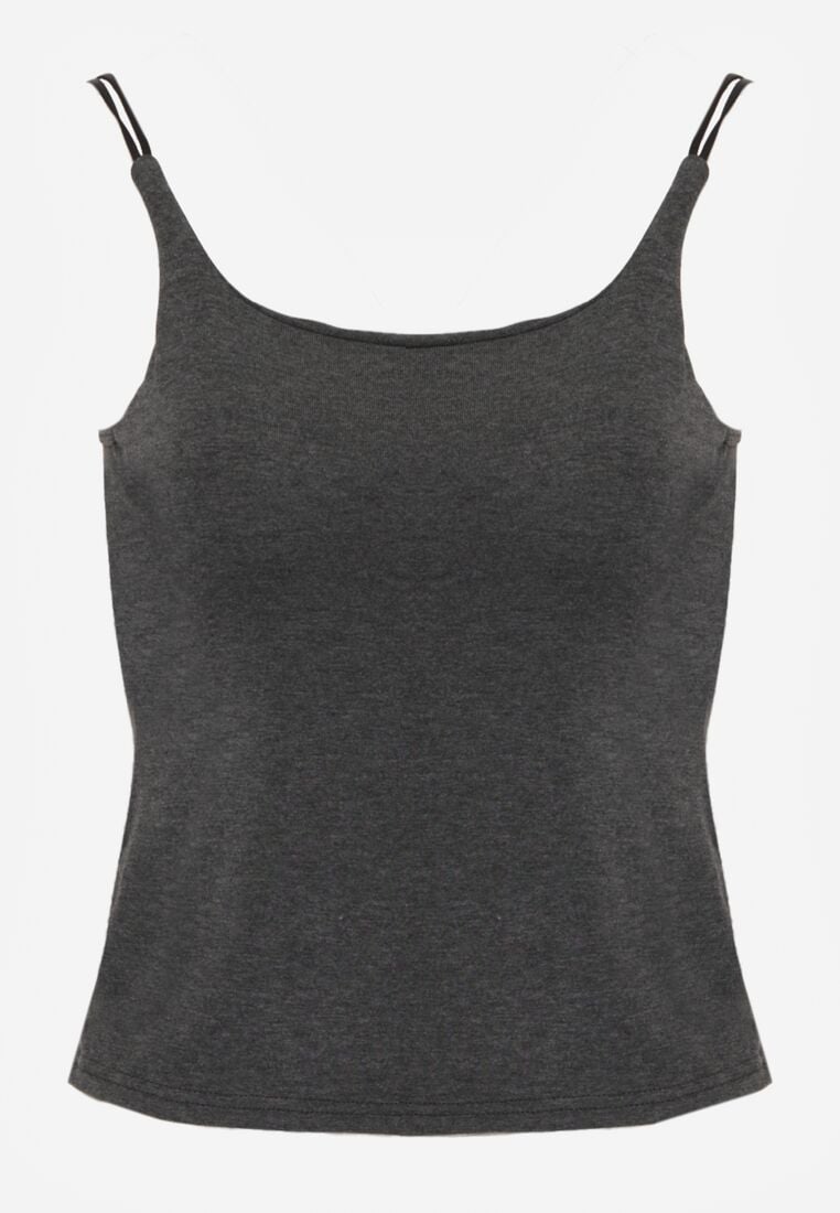 Szary Wiskozowy Top z Podwójnymi Ramiączkami Hendrea 6