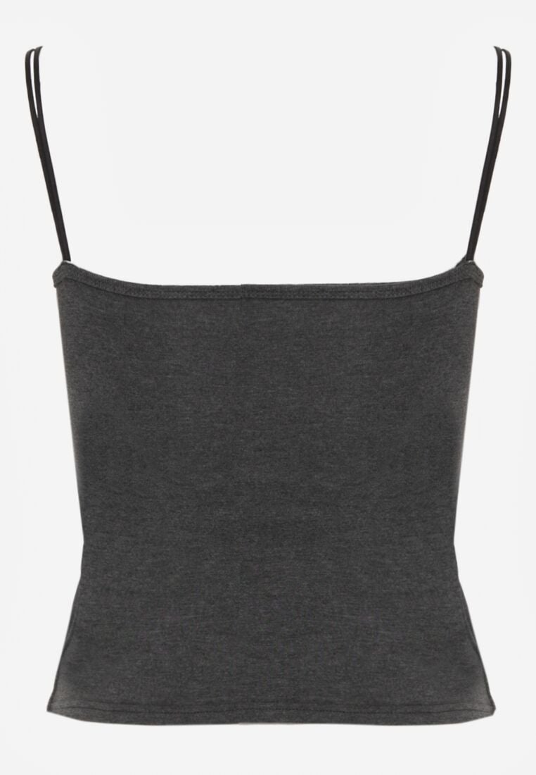 Szary Wiskozowy Top z Podwójnymi Ramiączkami Hendrea 7