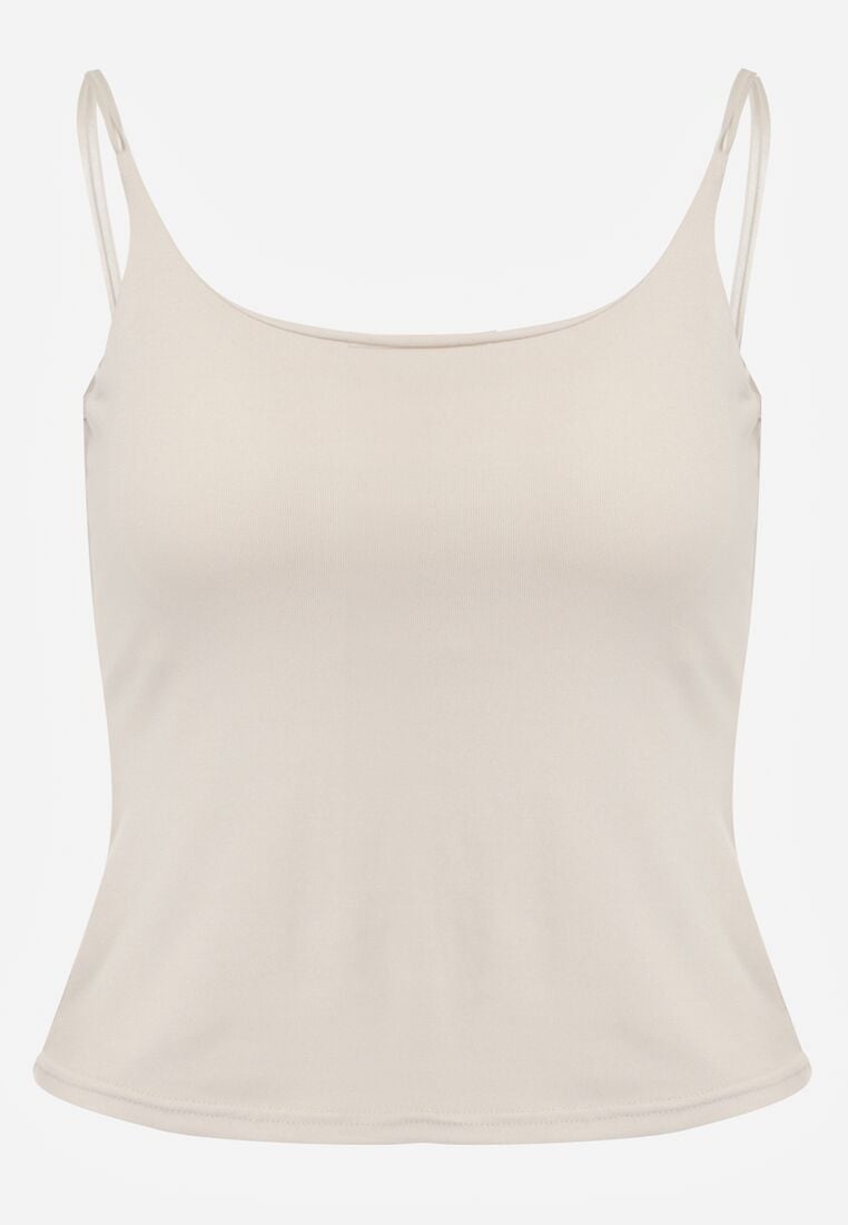 Beżowy Wiskozowy Top z Podwójnymi Ramiączkami Hendrea 6