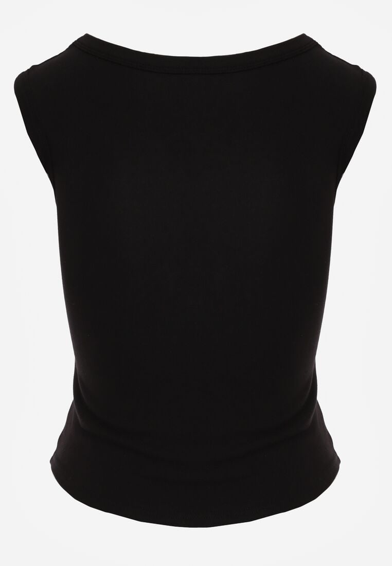 Czarny Dopasowany Top Bez Rękawów z Wiskozy z Kwadratowym Dekoltem Madu 7