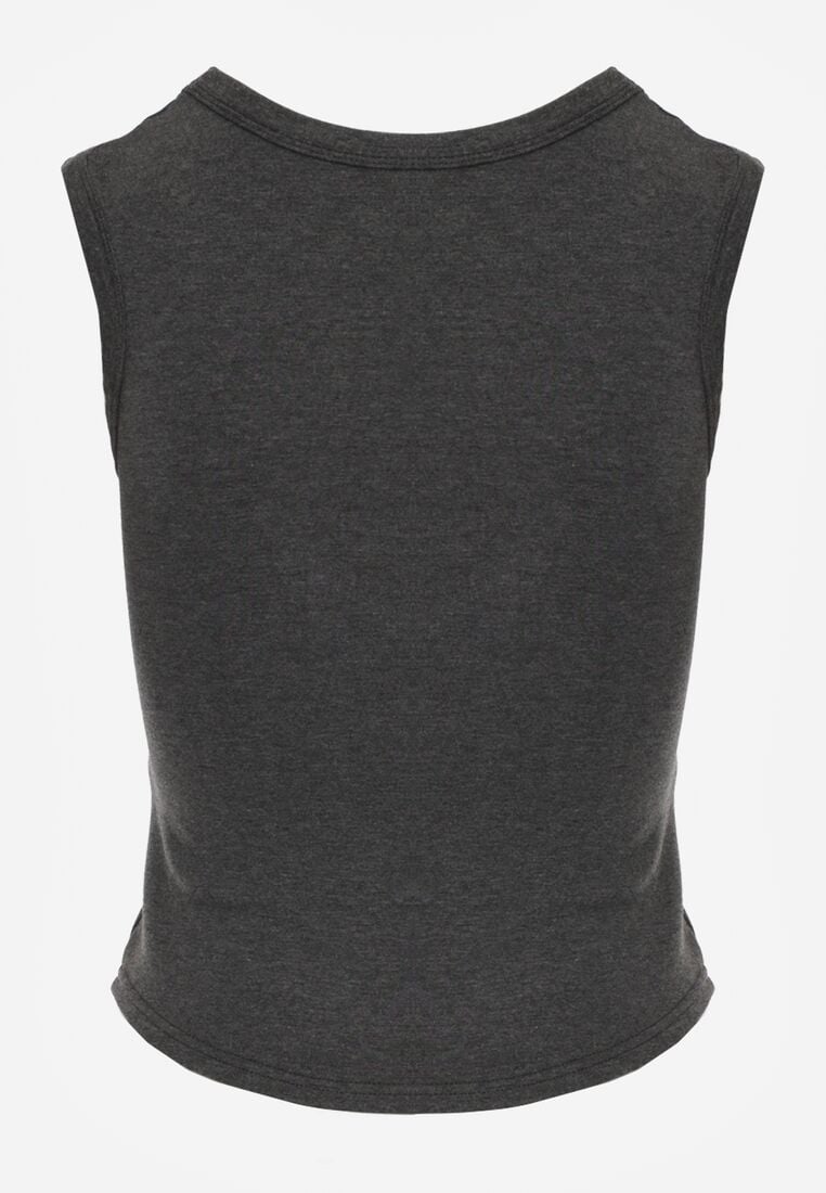 Szary Dopasowany Top Bez Rękawów z Wiskozy z Kwadratowym Dekoltem Madu 7
