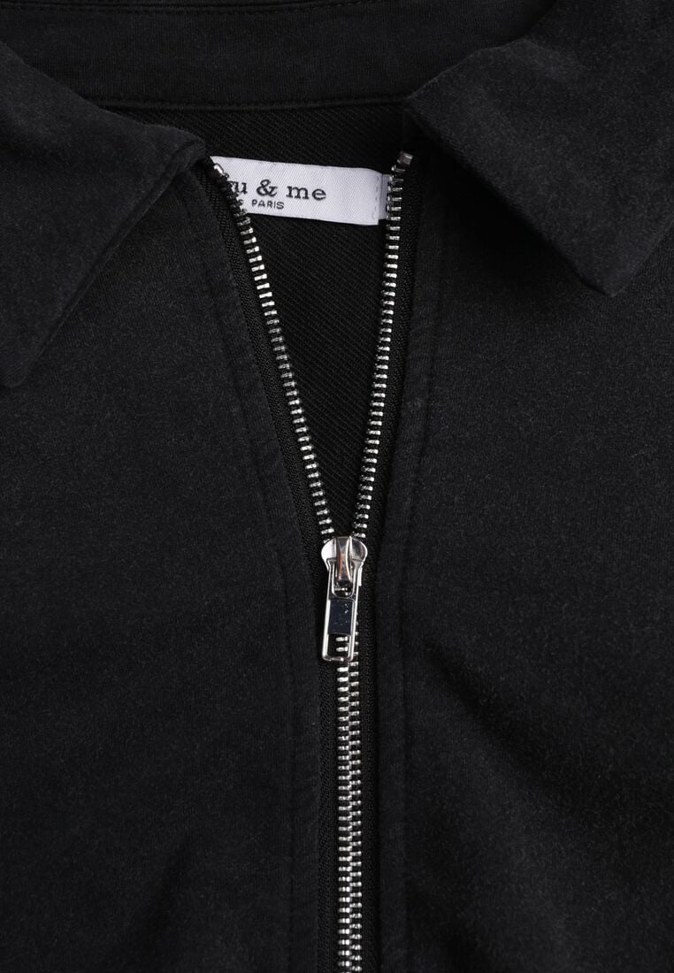 Czarna Bawełniana Bluza Bomberka o Kroju Oversize z Kołnierzem Viminala 8