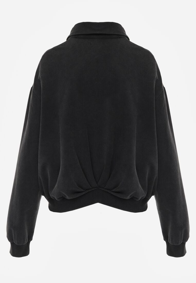 Czarna Bawełniana Bluza Bomberka o Kroju Oversize z Kołnierzem Viminala 7
