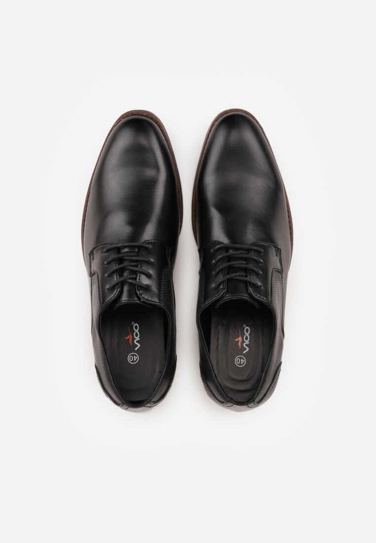 Czarne Eleganckie Półbuty ze Skórzaną Wkładką i Ozdobnymi Przeszyciami Iphaera 3