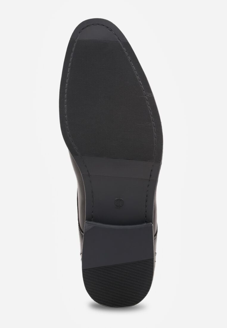 Czarne Eleganckie Półbuty ze Skórzaną Wkładką i Ozdobnymi Przeszyciami Iphaera 4
