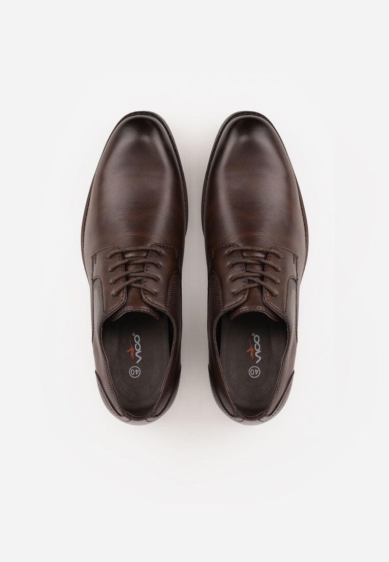 Ciemnobrązowe Eleganckie Półbuty ze Skórzaną Wkładką i Ozdobnymi Przeszyciami Iphaera 3