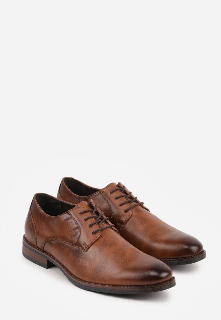 Jasnobrązowe Eleganckie Półbuty ze Skórzaną Wkładką i Ozdobnymi Przeszyciami Iphaera 2