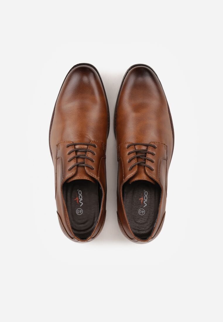 Jasnobrązowe Eleganckie Półbuty ze Skórzaną Wkładką i Ozdobnymi Przeszyciami Iphaera 3