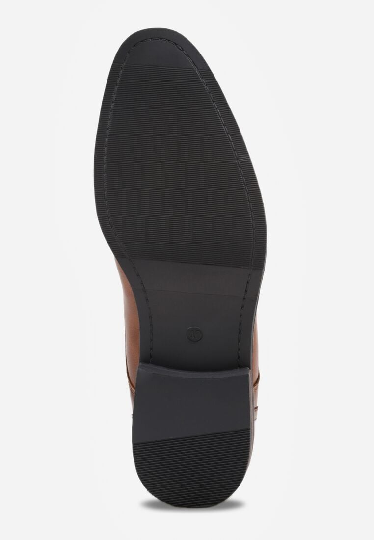 Jasnobrązowe Eleganckie Półbuty ze Skórzaną Wkładką i Ozdobnymi Przeszyciami Iphaera 4