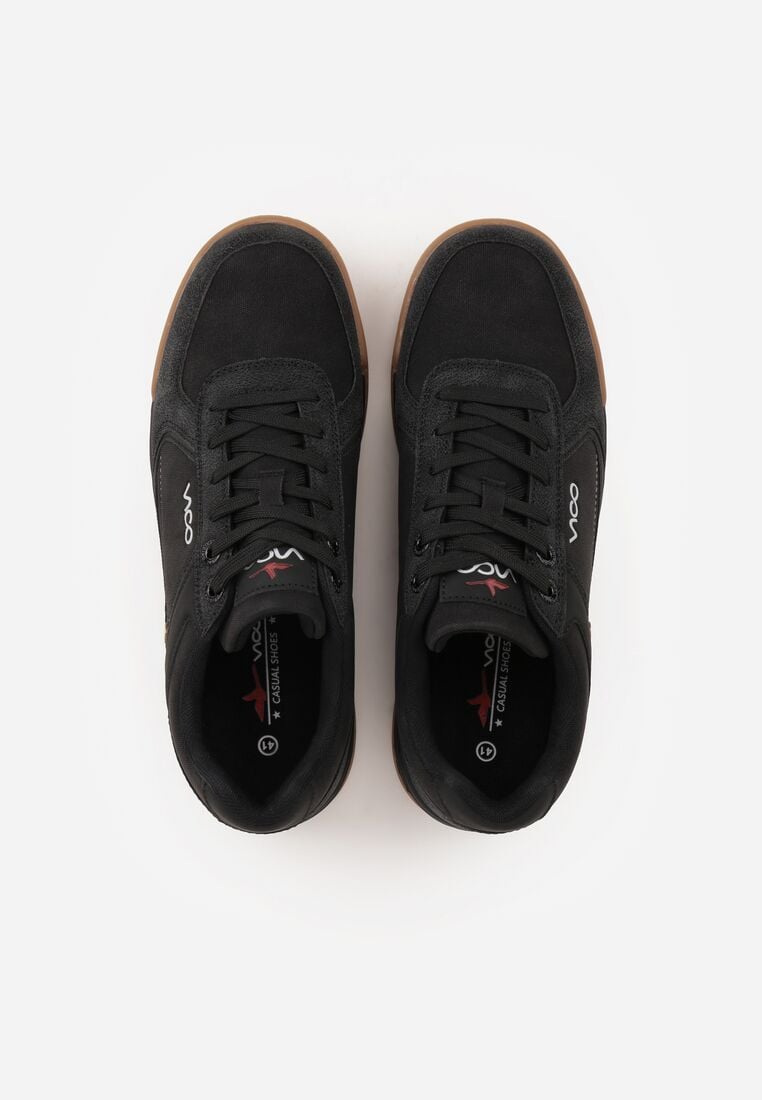 Czarne Buty Sportowe Sneakersy z Tłoczeniem i Napisem Kassonia 3