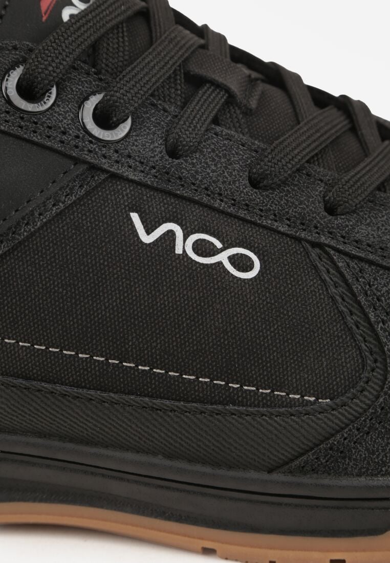 Czarne Buty Sportowe Sneakersy z Tłoczeniem i Napisem Kassonia 5