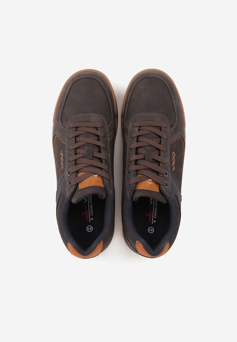 Brązowe Buty Sportowe Sneakersy z Tłoczeniem i Napisem Kassonia 3