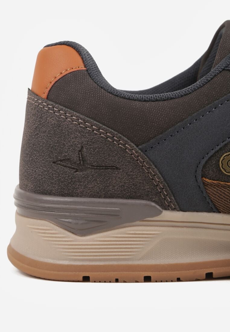 Brązowe Buty Sportowe Sneakersy z Tłoczeniem i Napisem Kassonia 5