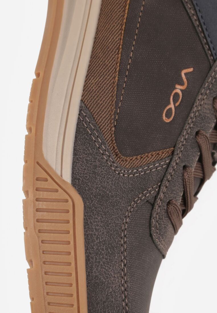 Brązowe Buty Sportowe Sneakersy z Tłoczeniem i Napisem Kassonia 6