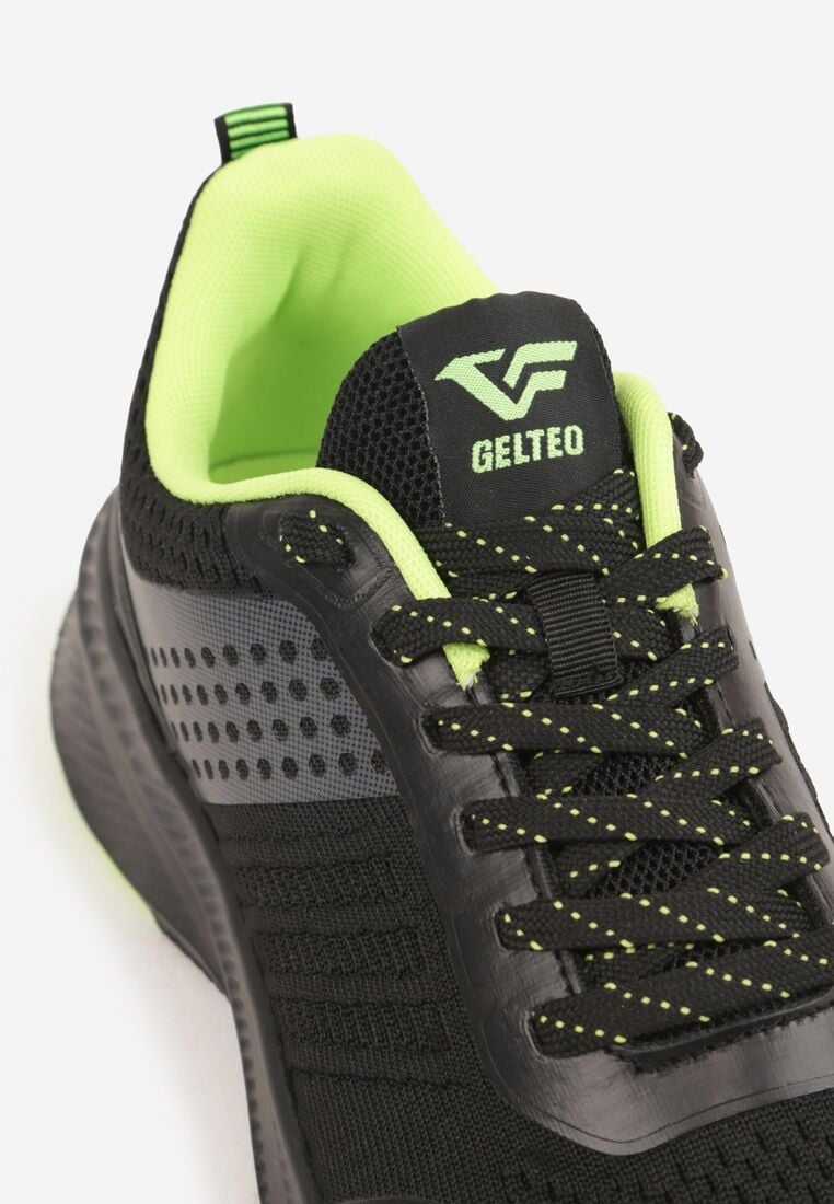 Czarno-Zielone Buty Sportowe Sneakersy z Tłoczonym Wzorem Ashavera 6