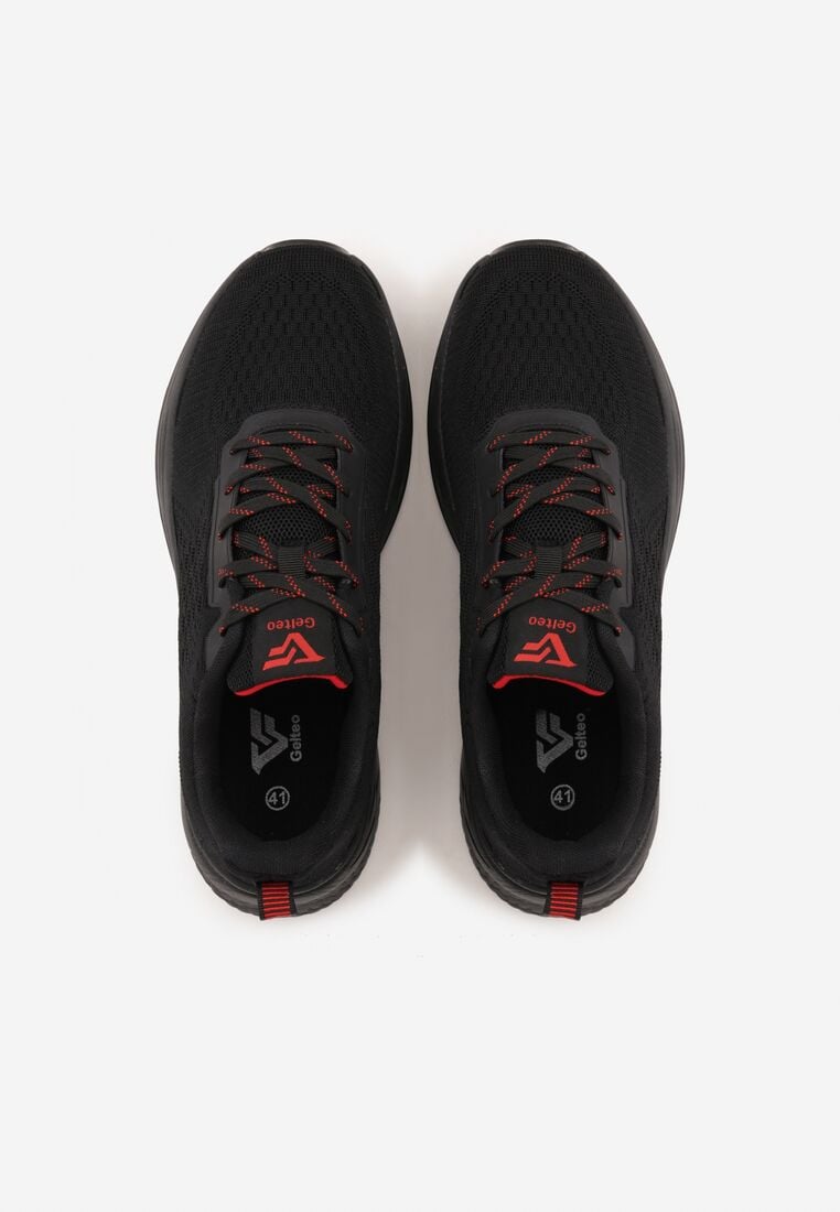 Czarno-Czerwone Buty Sportowe Sneakersy na Tłoczonej Podeszwie z Napisem Hesehe 3