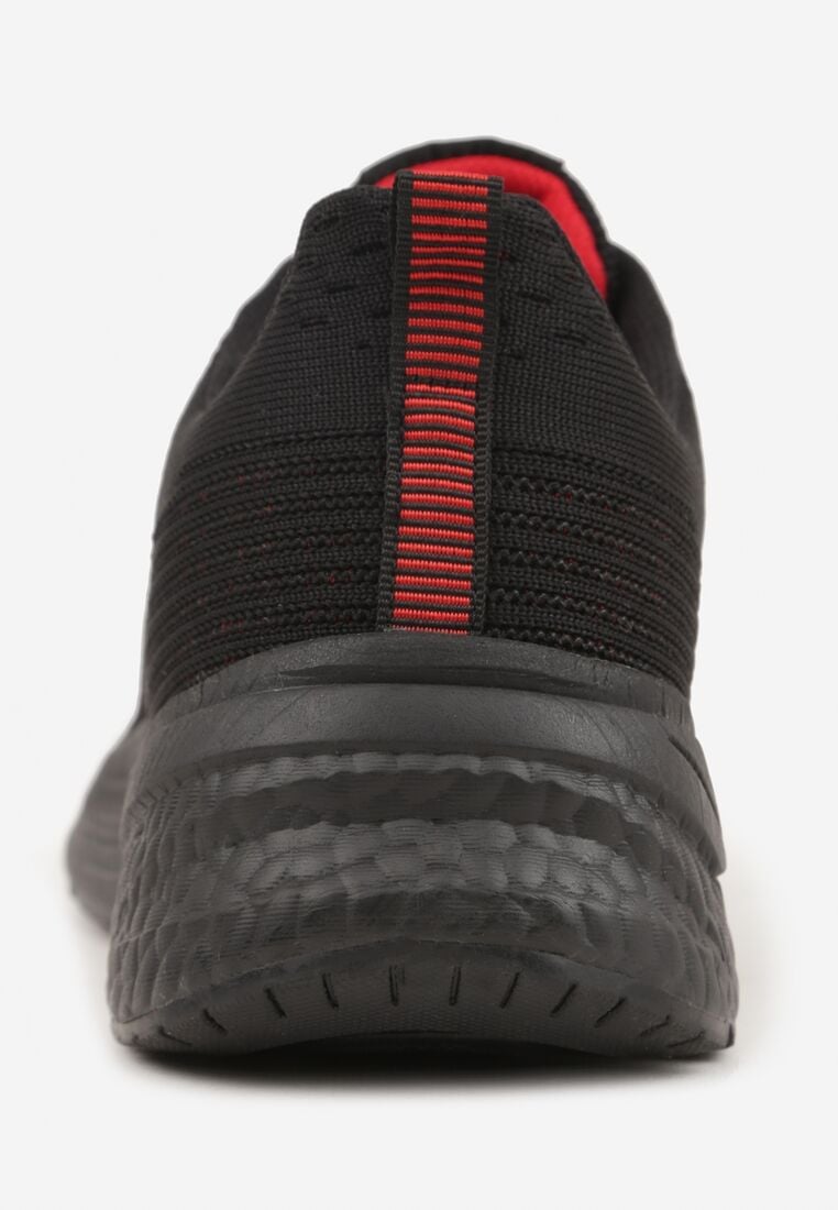 Czarno-Czerwone Buty Sportowe Sneakersy na Tłoczonej Podeszwie z Napisem Hesehe 5