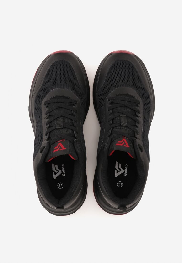 Czarno-Czerwone Buty Sportowe Sznurowane z Siateczką Delle 3