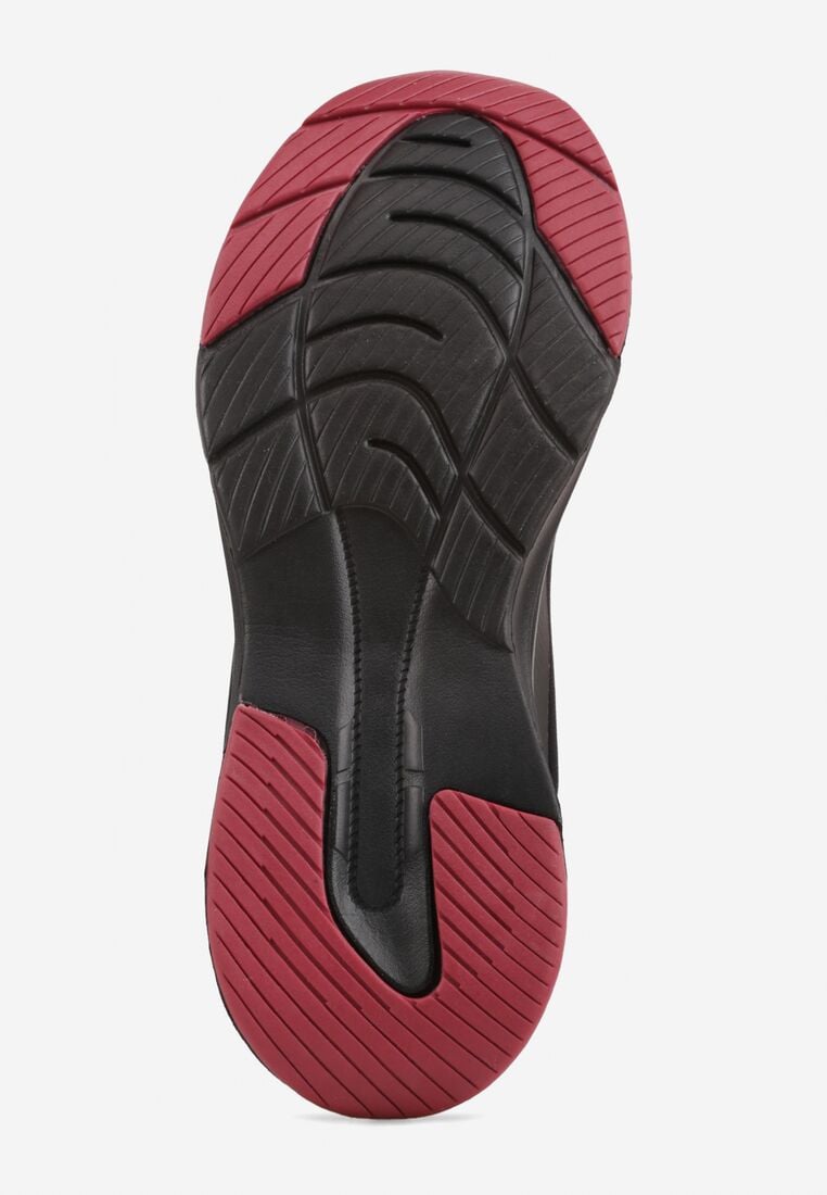 Czarno-Czerwone Buty Sportowe Sznurowane z Siateczką Delle 4