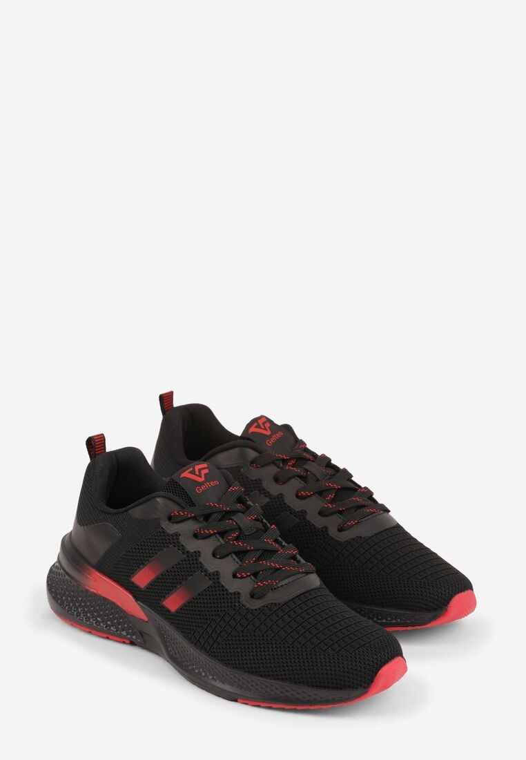 Czarno-Czerwone Buty Sportowe Sneakersy Ozdobione Cieniowanymi Paskami Monissa 2