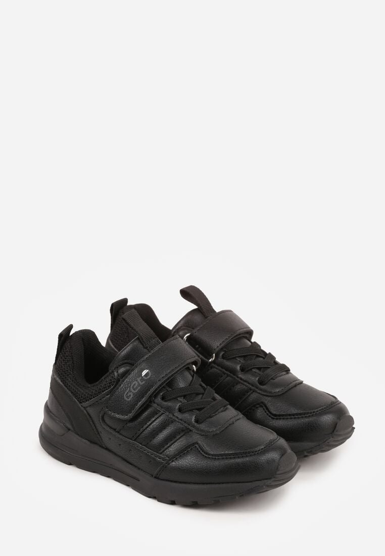 Czarne Buty Sportowe Sneakersy ze Skórzaną Wkładką i Napisem Rilva 2