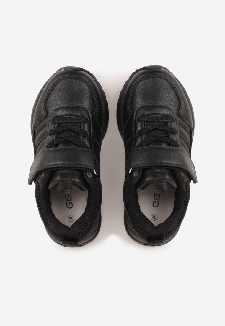 Czarne Buty Sportowe Sneakersy ze Skórzaną Wkładką i Napisem Rilva 3