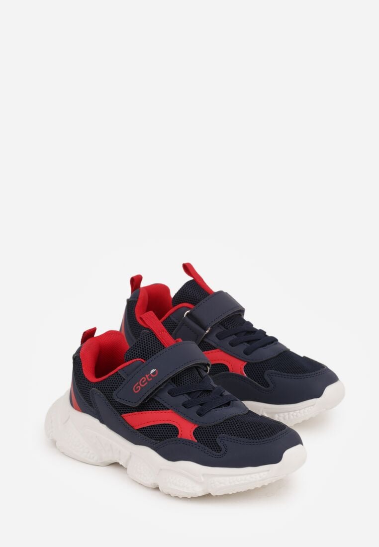 Niebiesko-Czerwone Buty Sportowe Sneakersy na Grubej Tłoczonej Podeszwie z Napisem Ziffish 2