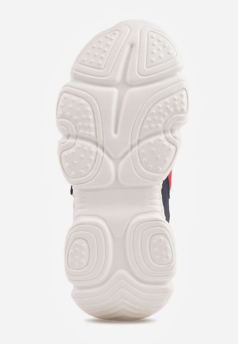 Niebiesko-Czerwone Buty Sportowe Sneakersy na Grubej Tłoczonej Podeszwie z Napisem Ziffish 4