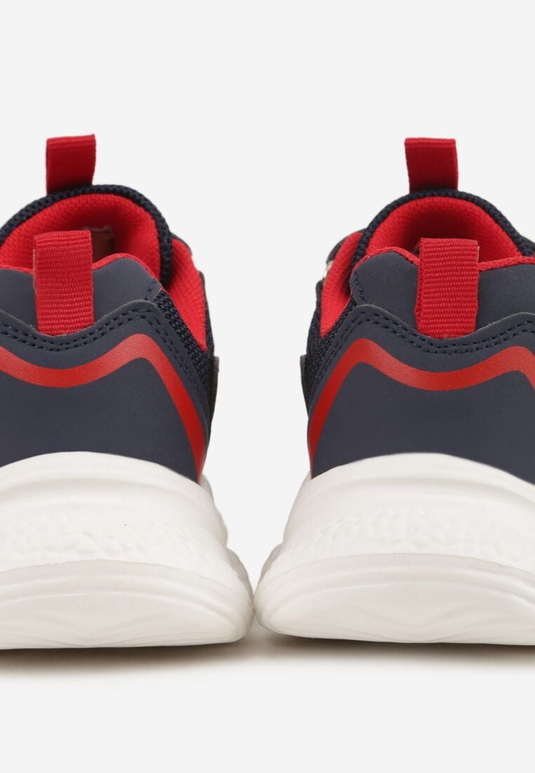 Niebiesko-Czerwone Buty Sportowe Sneakersy na Grubej Tłoczonej Podeszwie z Napisem Ziffish 5
