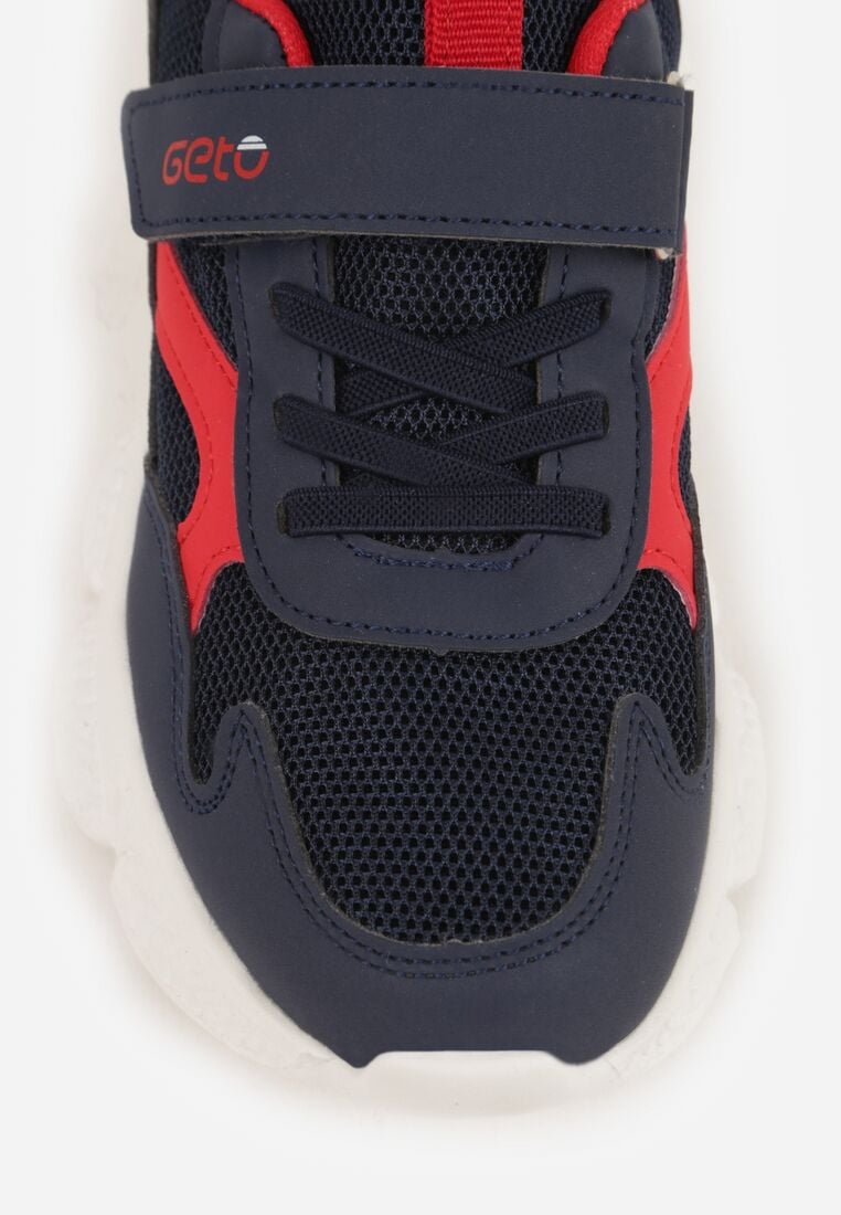 Niebiesko-Czerwone Buty Sportowe Sneakersy na Grubej Tłoczonej Podeszwie z Napisem Ziffish 6