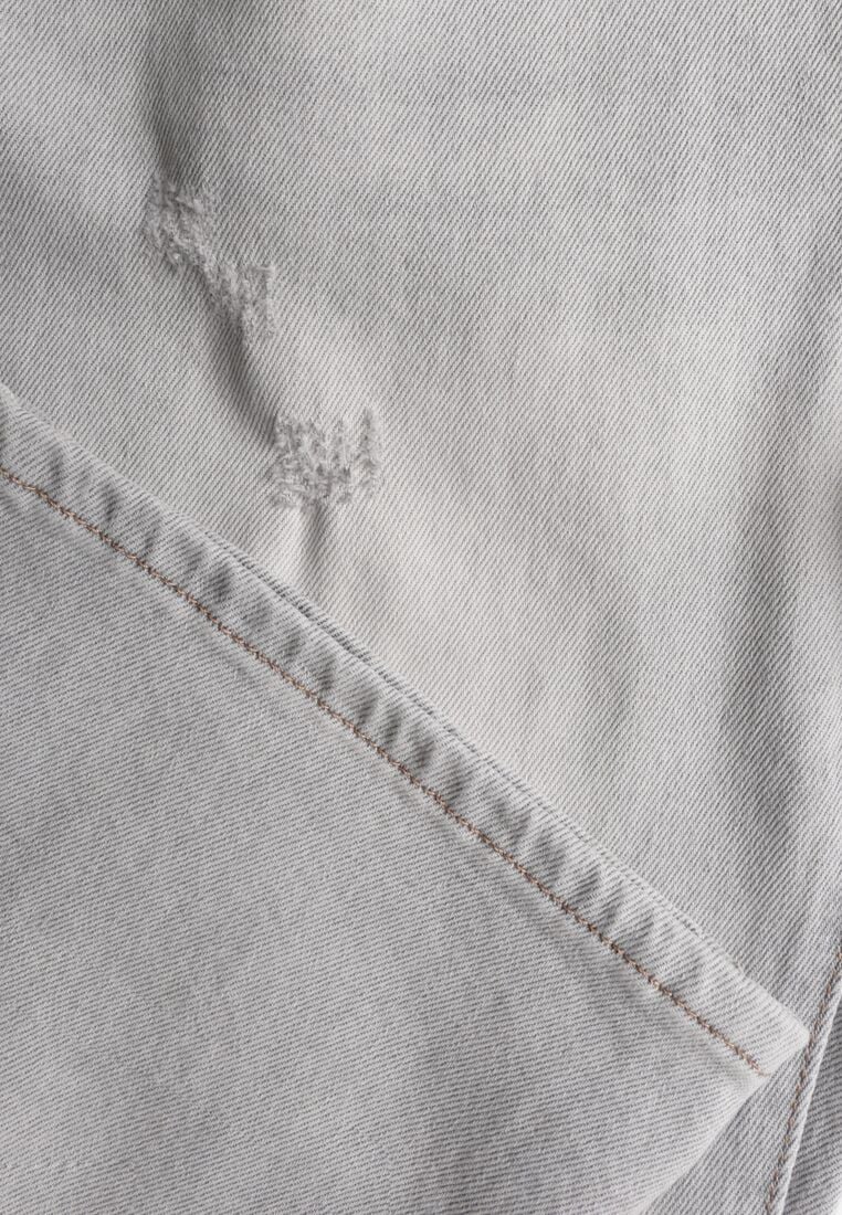 Jasnoszare Jeansy z Bawełną i Wysokim Stanem o Prostym Kroju z Przetarciam Vimariella 8