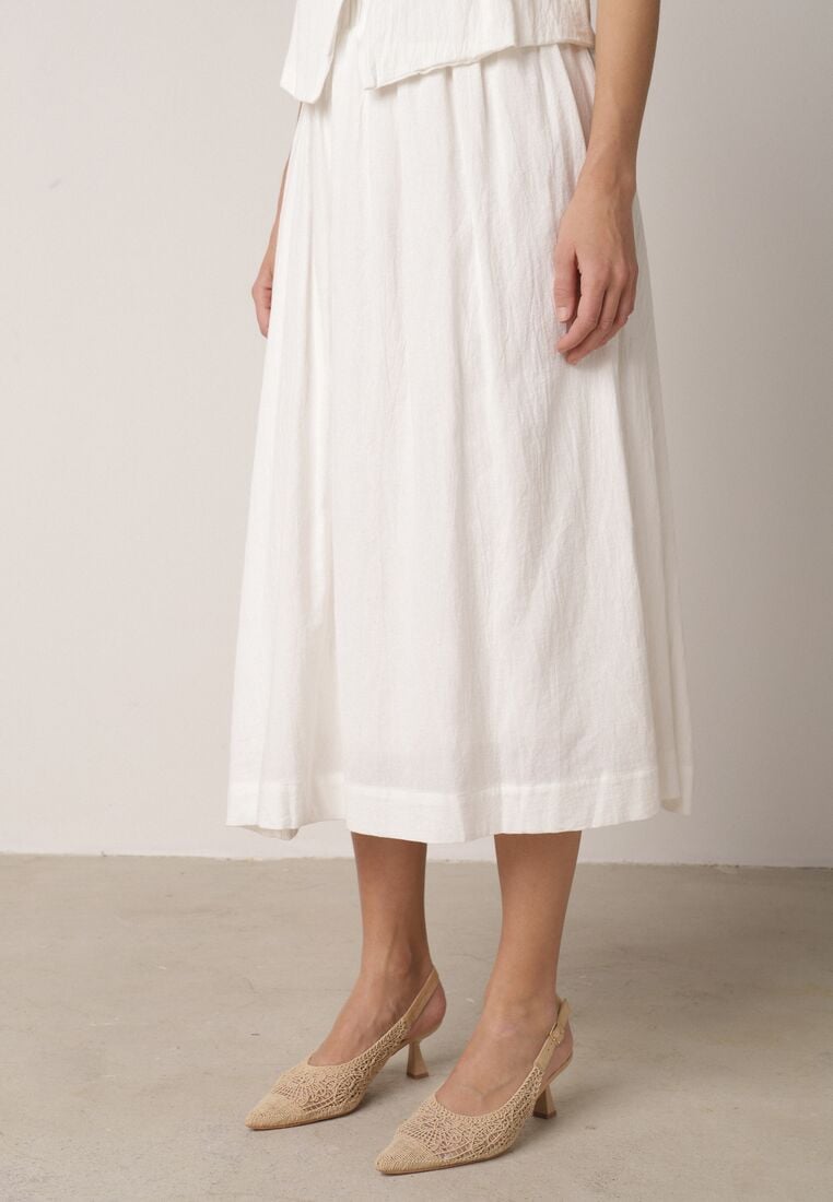 Biały Bawełniany Komplet Rozkloszowana Spódnica i Kamizelka Moveina 2