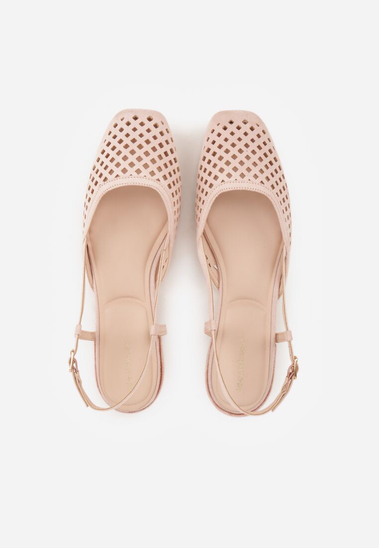 Różowe Ażurowe Baleriny z Paskiem z Klamerką i Kwadratowym Noskiem Veradisa 6