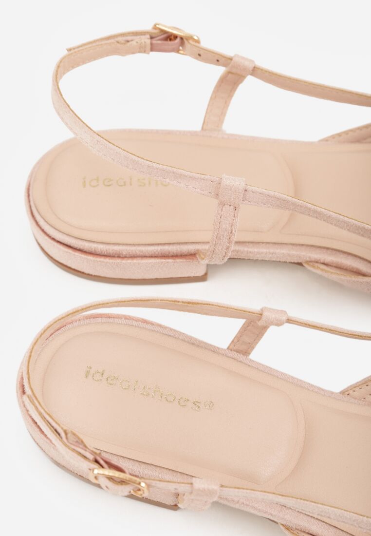 Różowe Ażurowe Baleriny z Paskiem z Klamerką i Kwadratowym Noskiem Veradisa 8