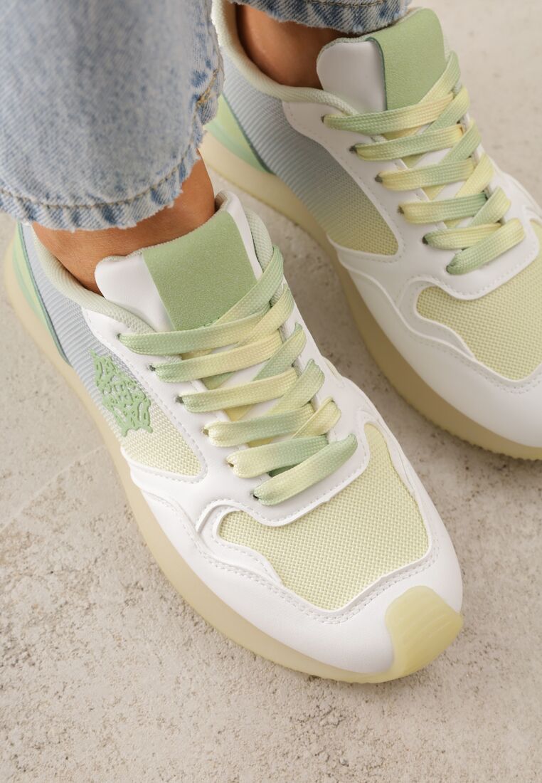 Żółte Casualowe Sneakersy z Ozdobnymi Przeszyciami Chlylee 3