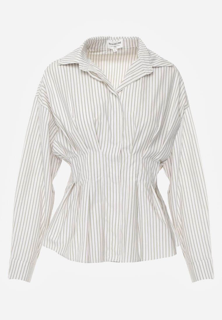 Zielona Koszula z Bawełną o Taliowanym Kroju z Baskinką w Paski Sewsana 6