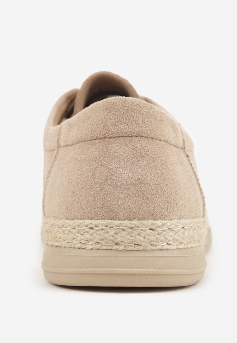 Ciemnobeżowe Półbuty Mokasyny ze Sznurowaną Cholewką Ellsia 5