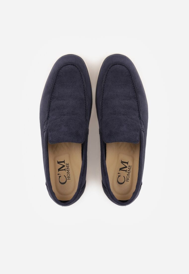 Niebieskie Wsuwane Półbuty Mokasyny z Imitacji Zamszu Bagena 3